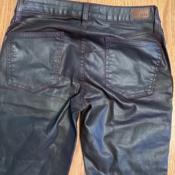 Joie Jeans, Park Skinny B, Wine, Leather Look, zip pockets and at leg hem, Sz 26 - Picture 10 of 14